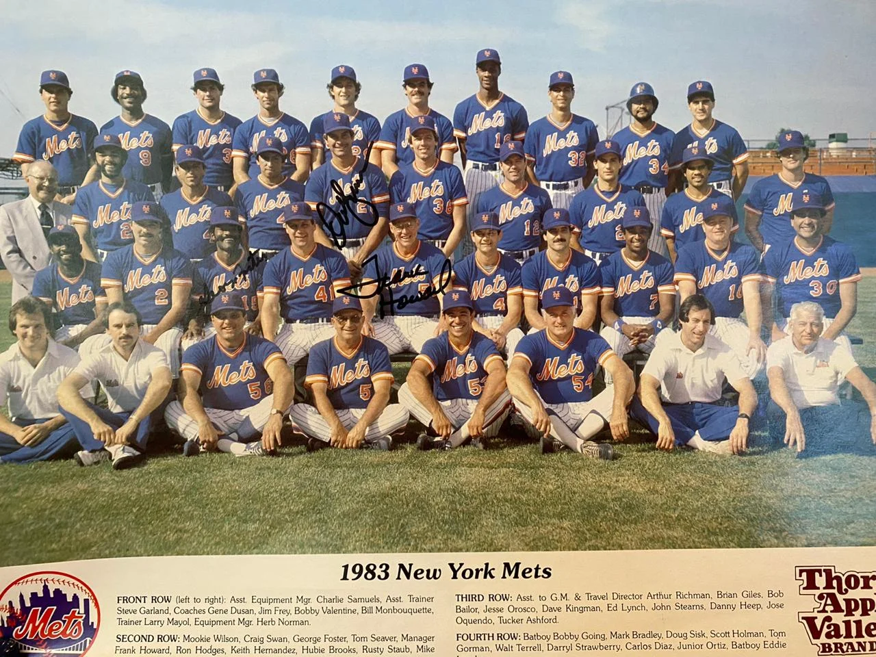 1983 New York Mets, Triple Signed by Memorabilia